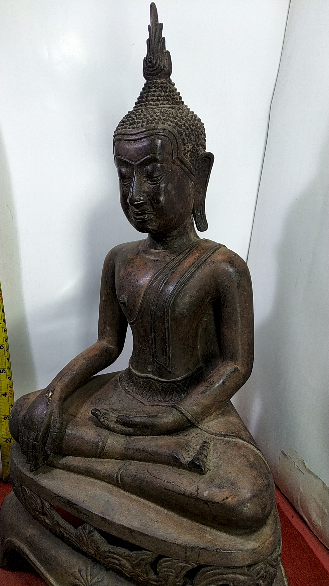 พระบูชา พระอู่ทอง ฐานสามขาฉลุลาย หน้าตัก 9 นิ้ว เนื้อสำริด