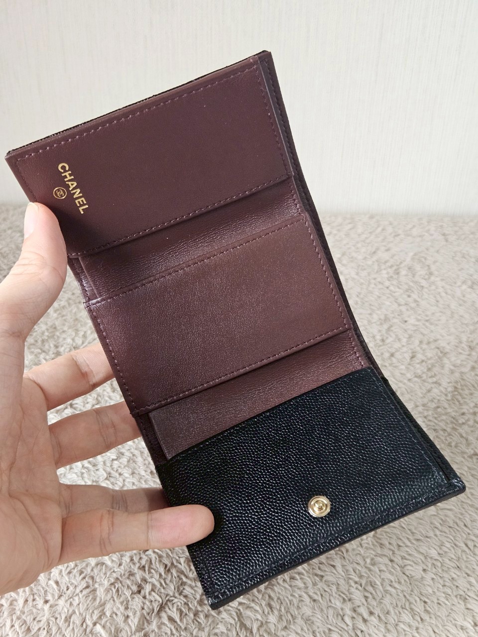 Chanel Trifold Short Black Caviar GHW Wallet