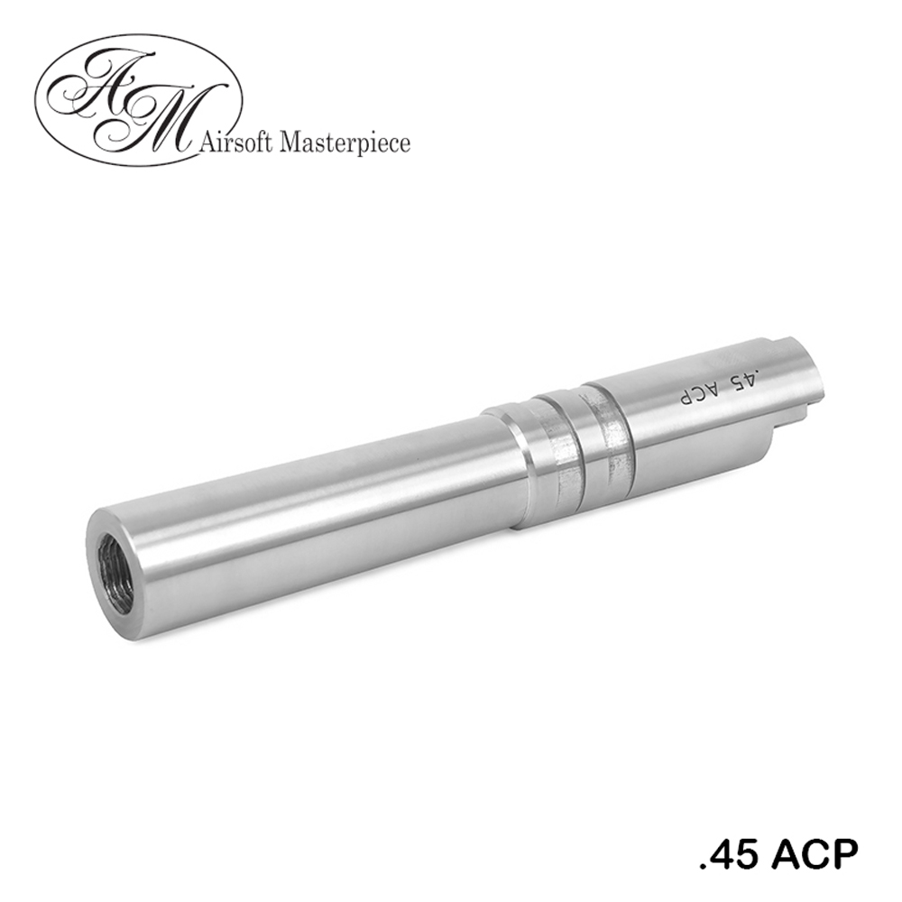 Airsoft Masterpiece .45 ACP STEEL Threaded Fix Outer Barrel for Hi-CAPA 4.3 (Silver)