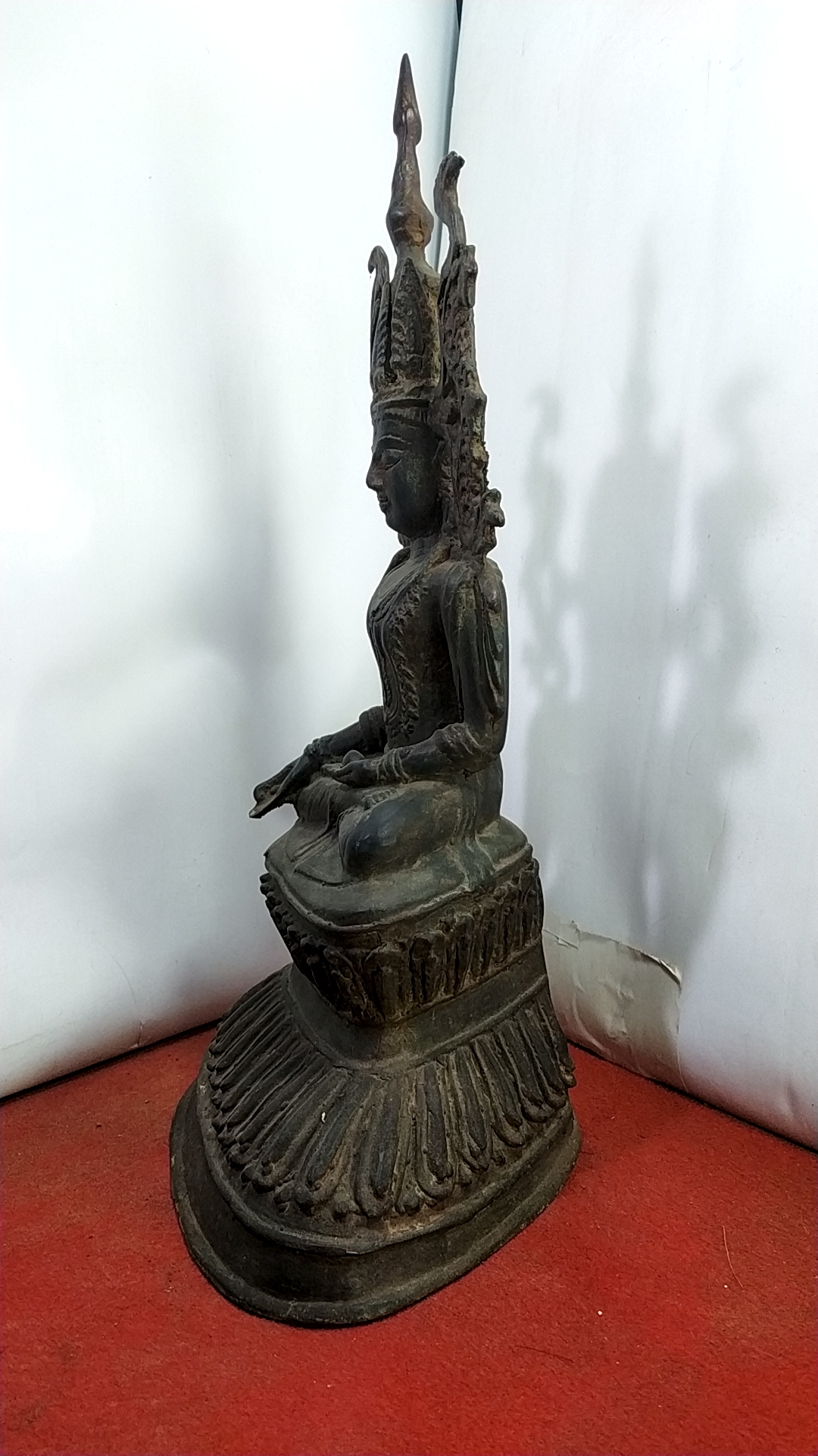 พระบูชา พระเชียงรุ้ง ทรงเครื่อง ฐานกว้าง 8 นิ้ว เนื้อโลหะสำริด