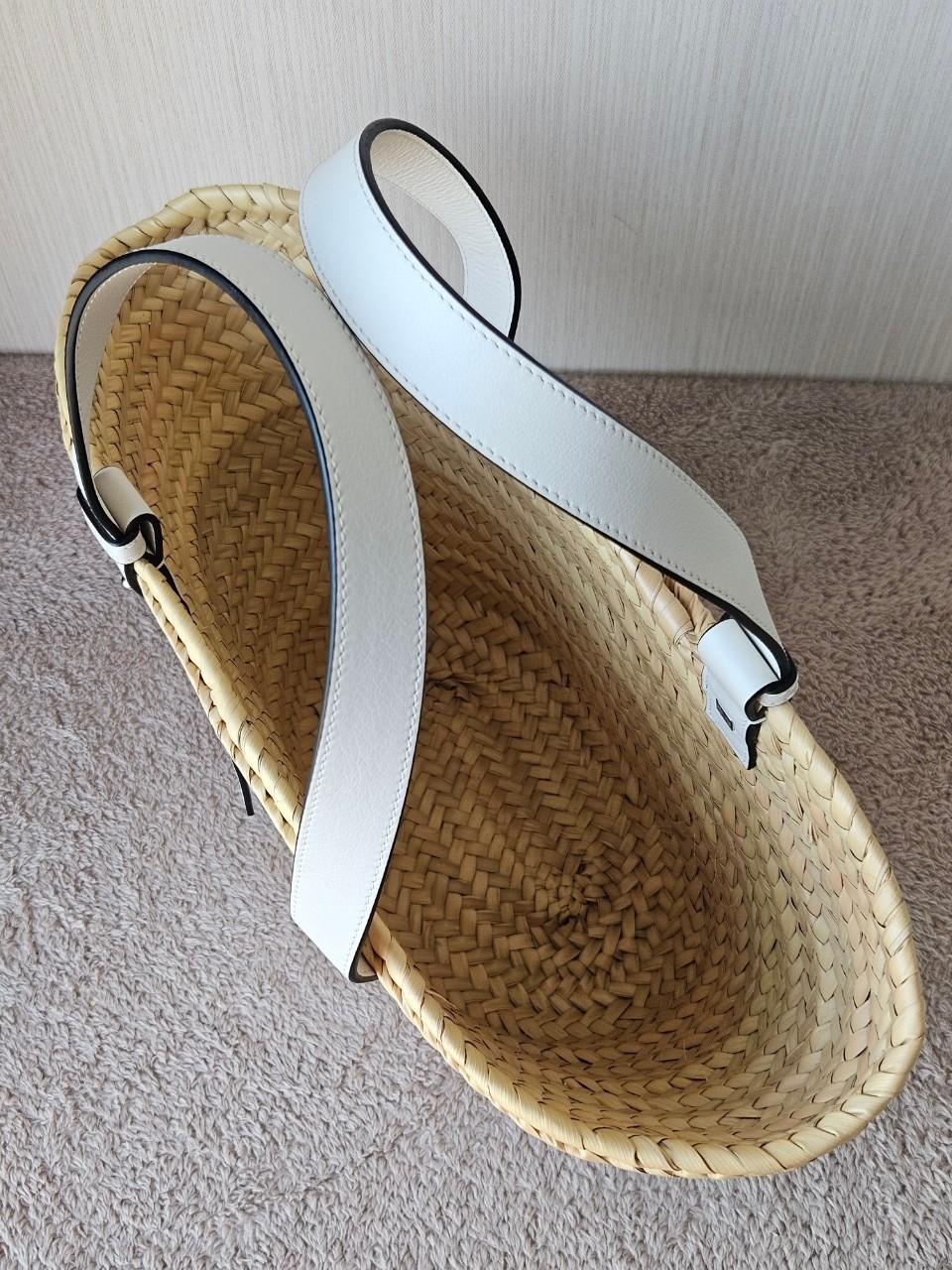 Loewe Basket Bag In Palm Leaf and Calfskin