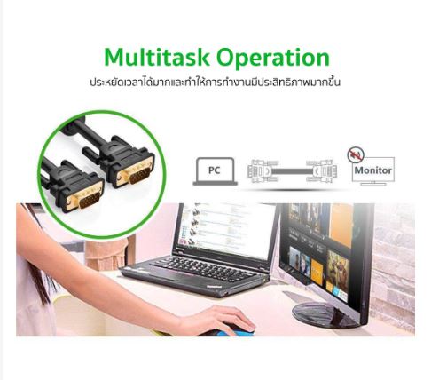 UGREEN 11630 Cable VGA male to male cable support 1080p (1.5M) สาย VGA ตัวผู้ รองรับ Full HD 1080p ยาว 1.5 เมตร (รับประกันสินค้า 2 ปี)