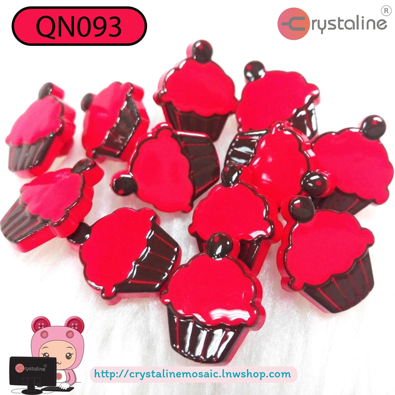 Cubcake button - Red col. (size 21L,144pcs/pack)