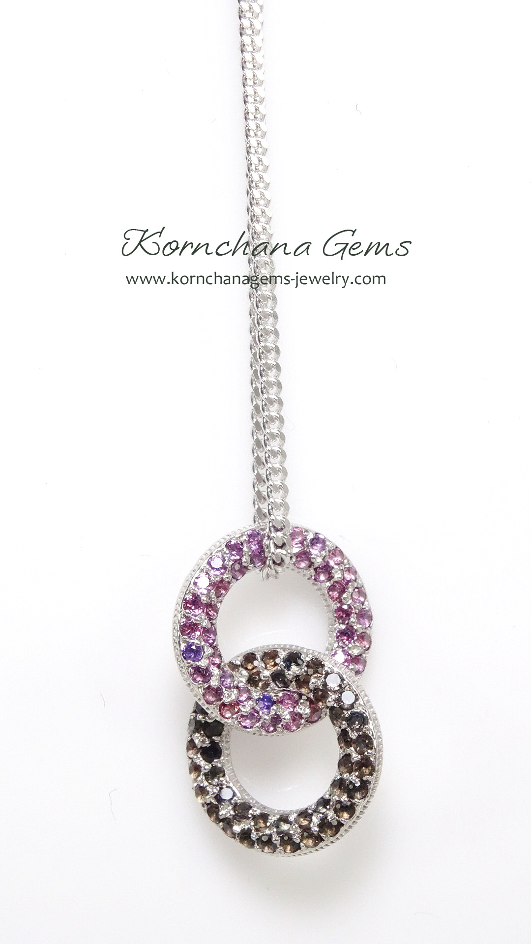 จี้พลอยสีชมพู Rhodolite แมทซ์กับสีน้ำตาลเทา Smoky Quartz ดีไซน์สุดเก๋ ตัวเรือนเงินแท้ silver925 ชิ้นงานประณีต รับประกันคุณภาพสินค้า