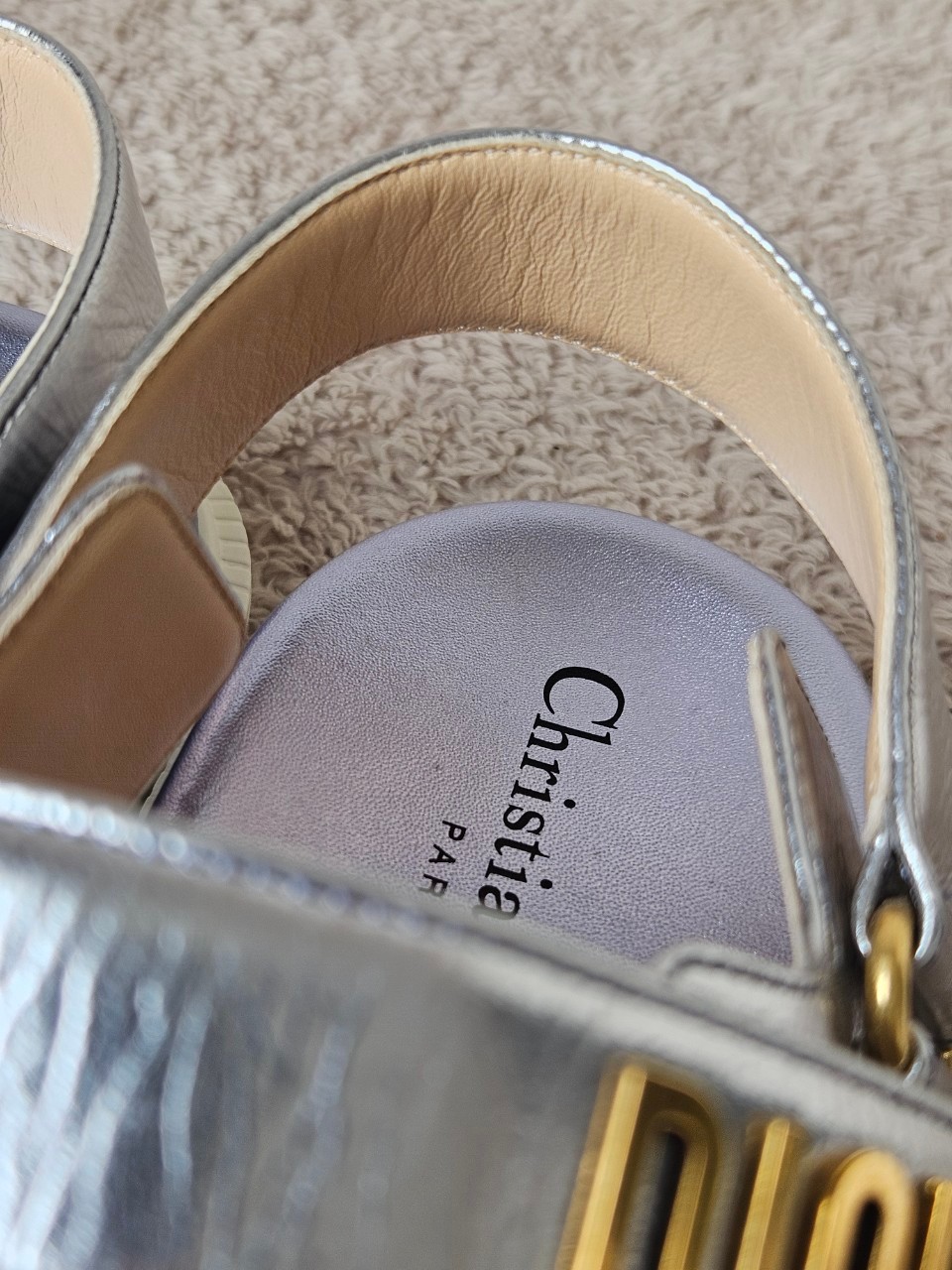 Dior Dioract Silver Leather Sandals