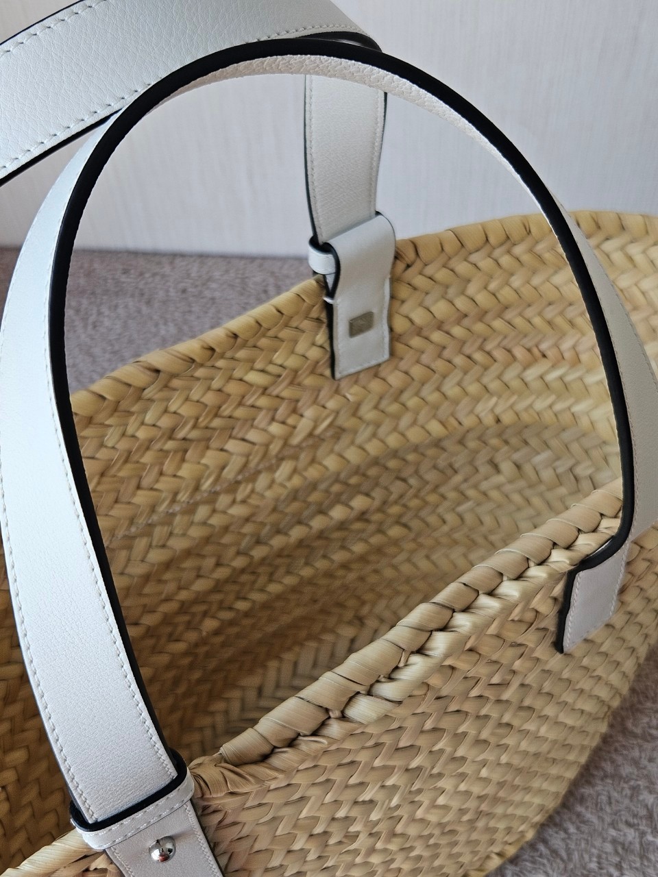 Loewe Basket Bag In Palm Leaf and Calfskin