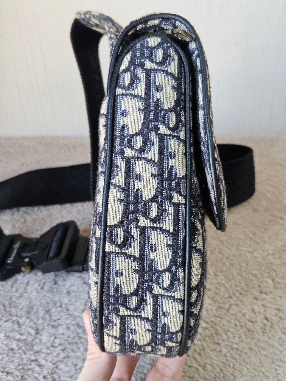 Dior Saddle Beige and Black Oblique Jacquard