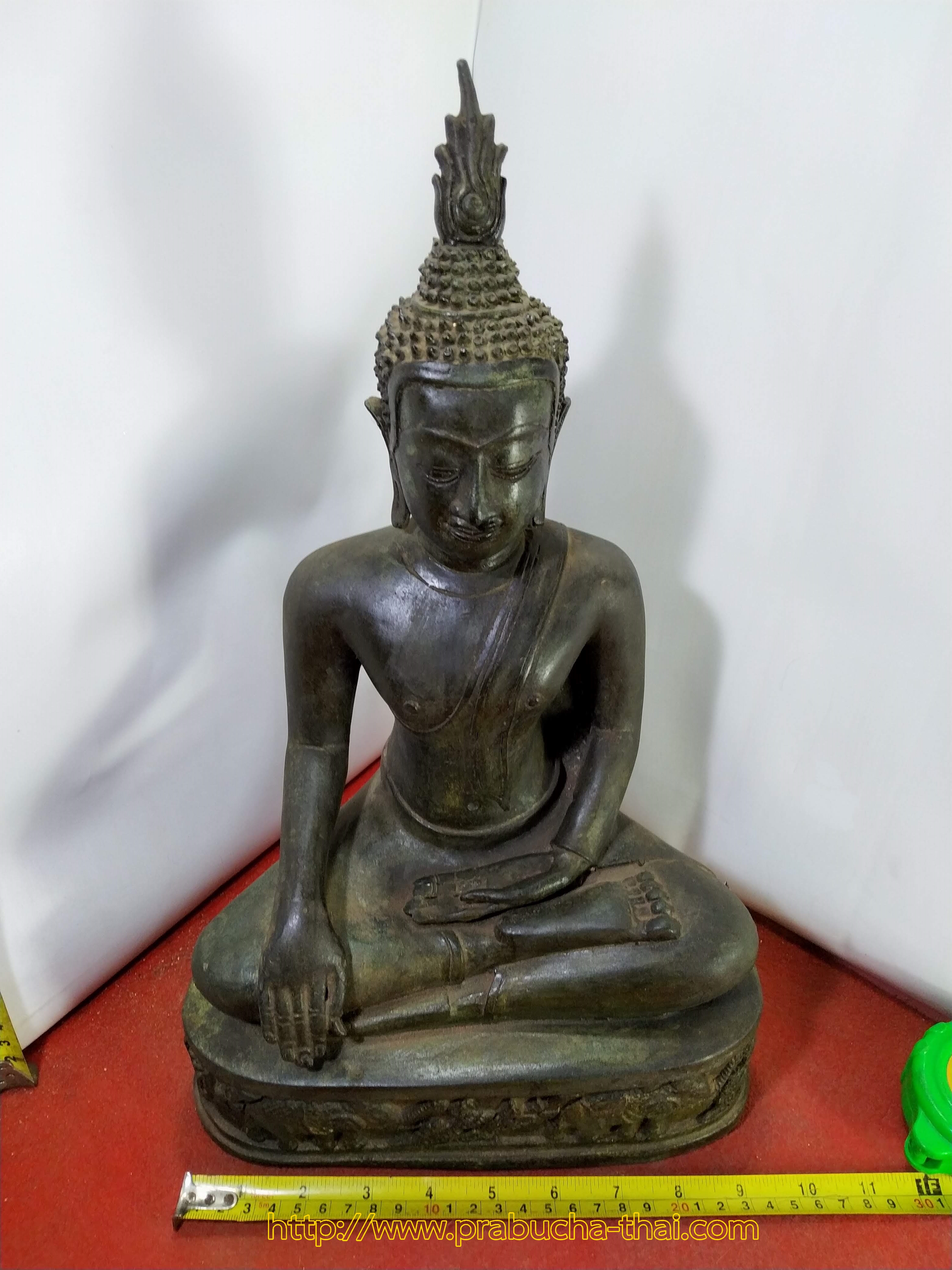 พระอู่ทอง ปางมารวิชัย ฐานแกะลายช้าง หน้าตัก 9 นิ้ว