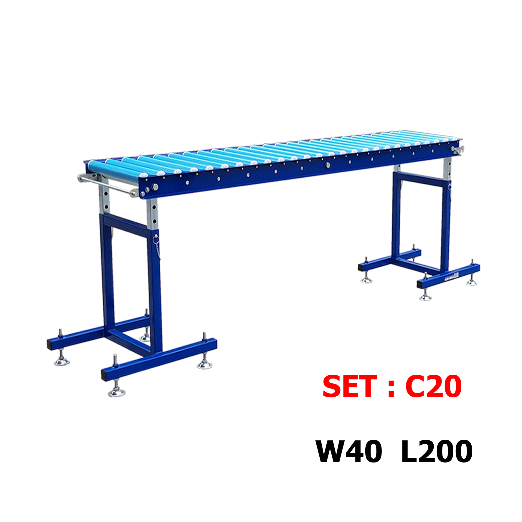 C20 จัดชุด รางลูกกลิ้ง 2M พร้อม ขาตั้ง ( SET C20 L 2M + 2 support ) ( กว้าง 40 ซม , ยาว 2 ม. , สูงปรับได้ 60-100 ซม. )