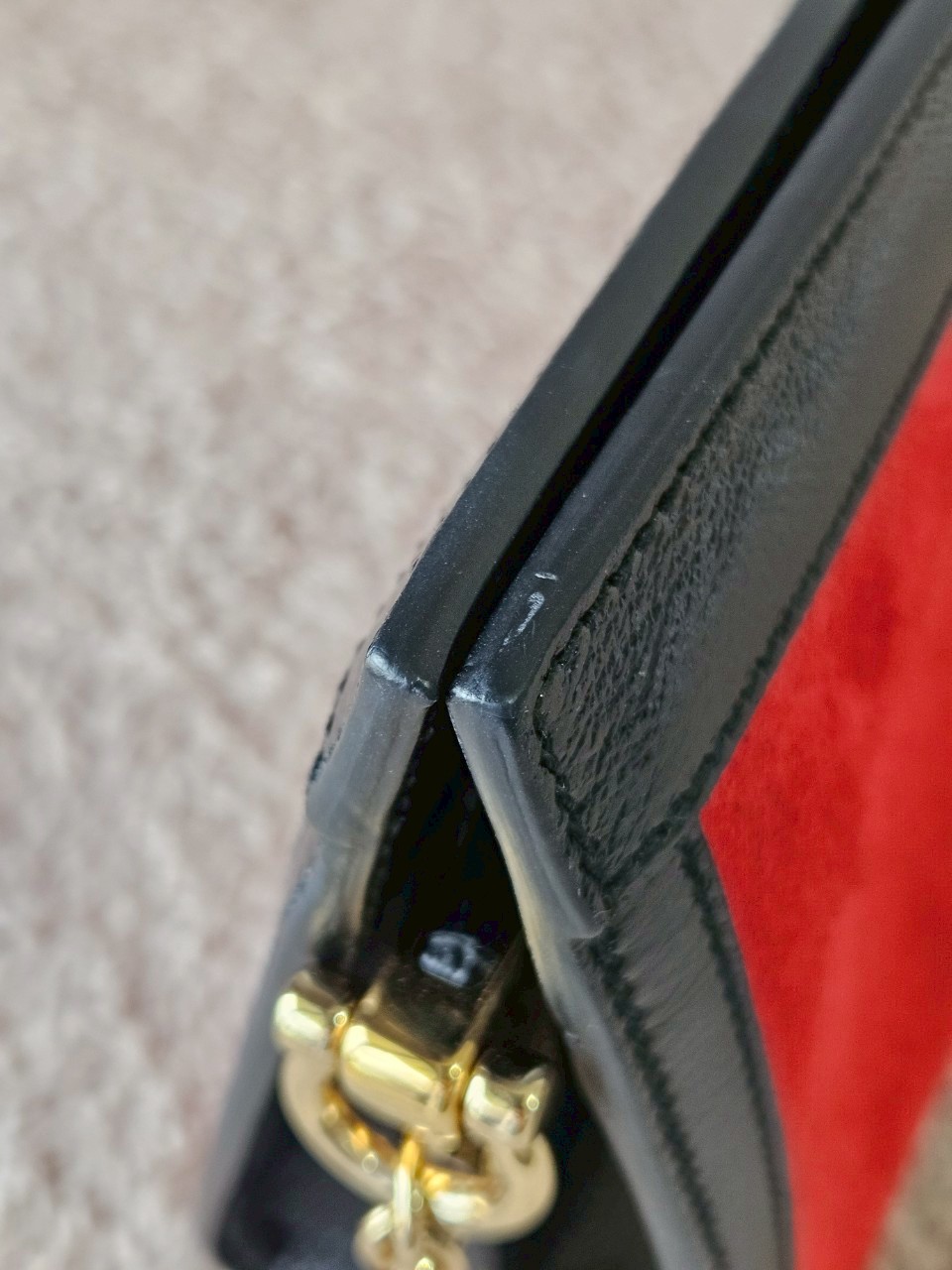 Gucci 503877 Ophidia Red Suede Chain Shoulder Bag