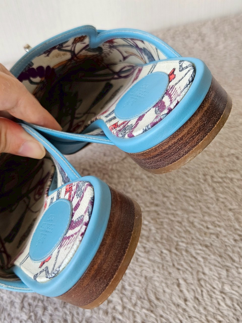 Hermes Oz Mules Blue