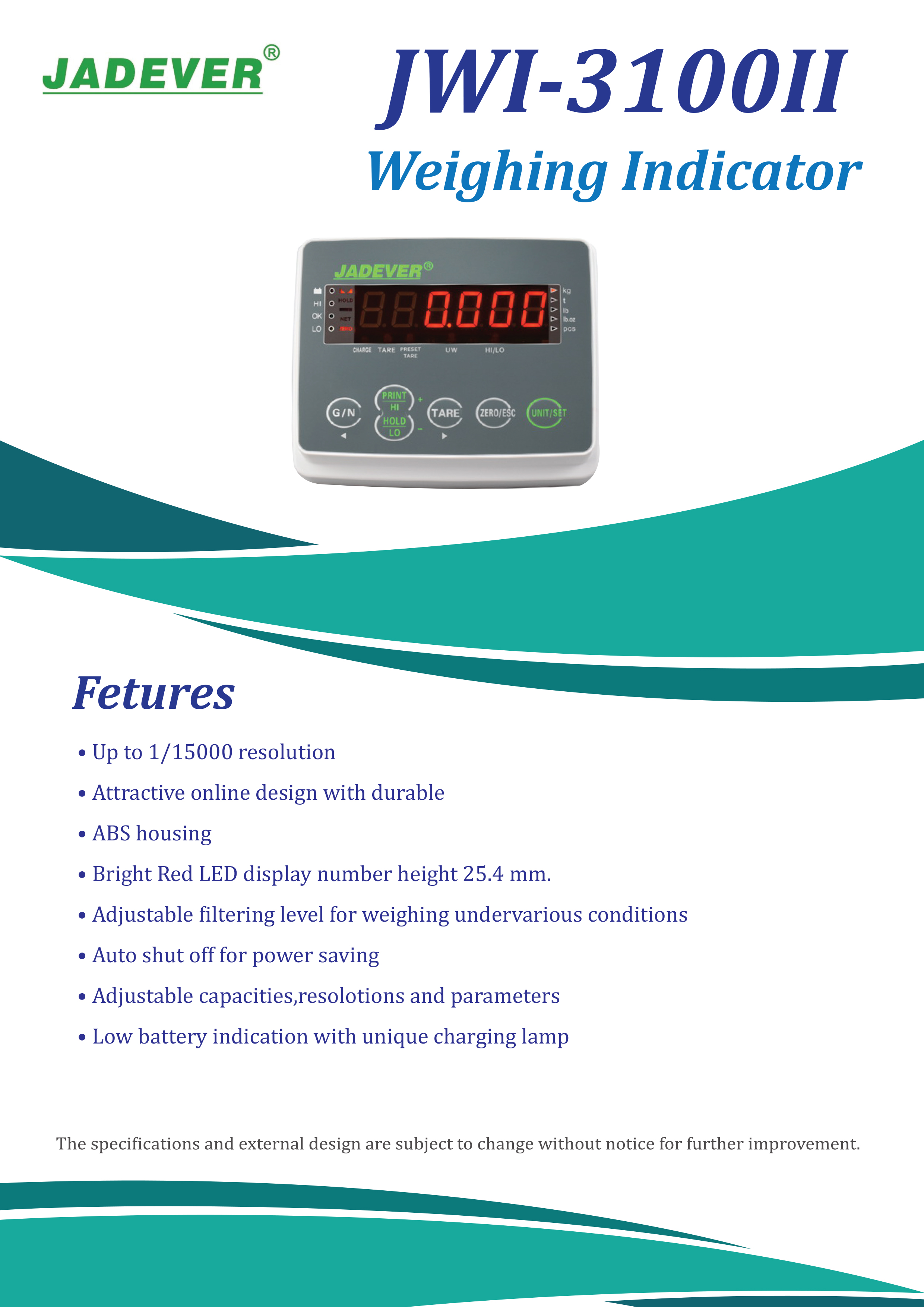 JADEVER เครื่องชั่งตั้งพื้น JWI 3100