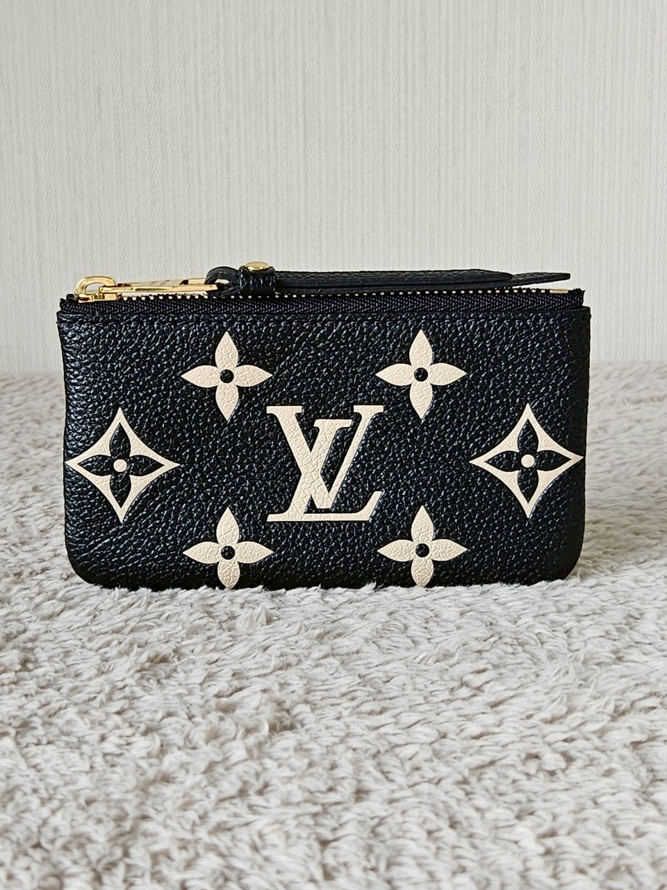 LV m80885 Key Pouch Bicolor Mono Emp Leather Black Beige