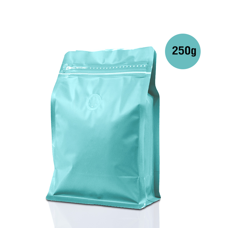 Cube Series coffee bag 250g with valve, zip lock, can stand, expandable beside (50PCS Per Pack)