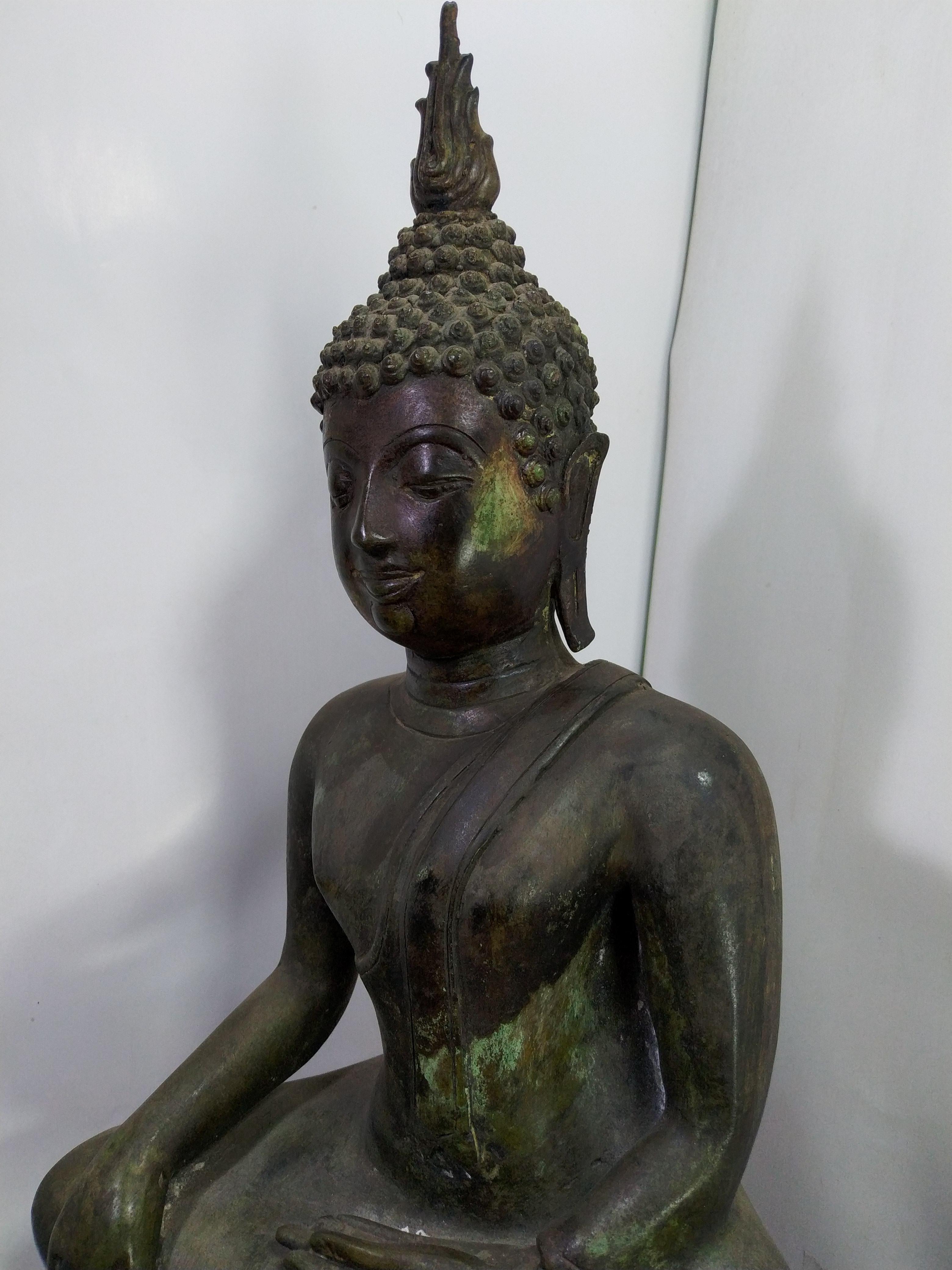 พระสุโขทัย ฐานบัวใหญ่ หน้าตัก 9 นิ้ว เนื้อสำริด