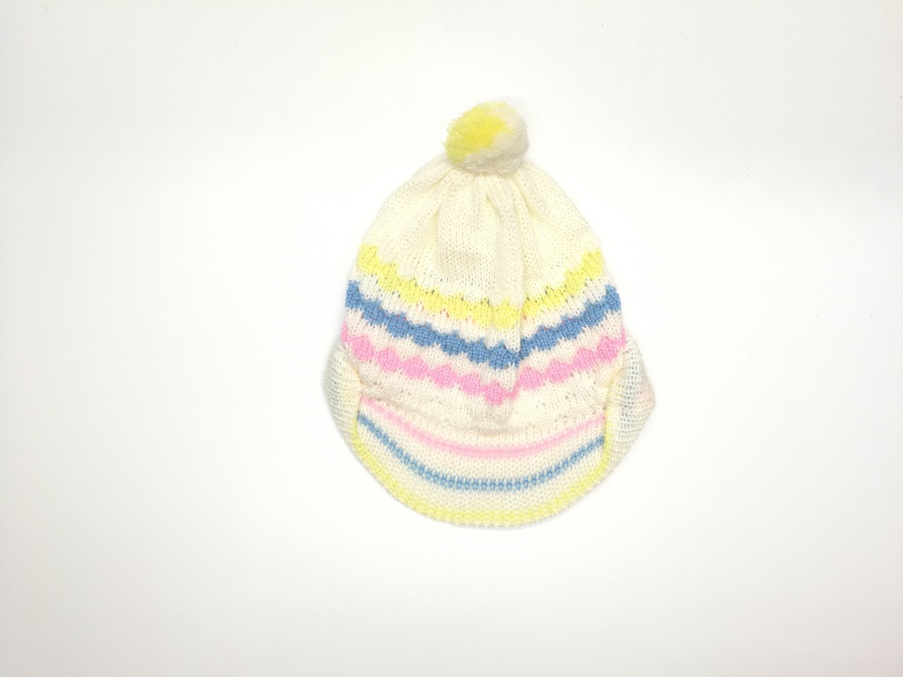 ขายส่ง หมวกไหมพรมเด็กแรกเกิด รุ่นน้อยหน่าปีก-พื้นขาวรุ้ง (ราคาต่อโหล) nongnini1988