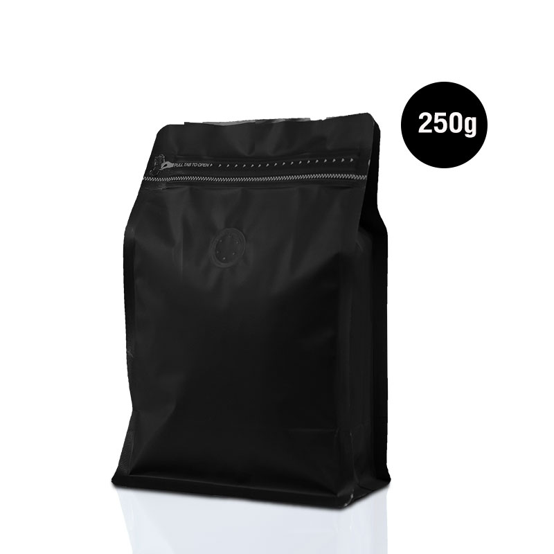 Cube Series coffee bag 250g with valve, zip lock, can stand, expandable beside (50PCS Per Pack)