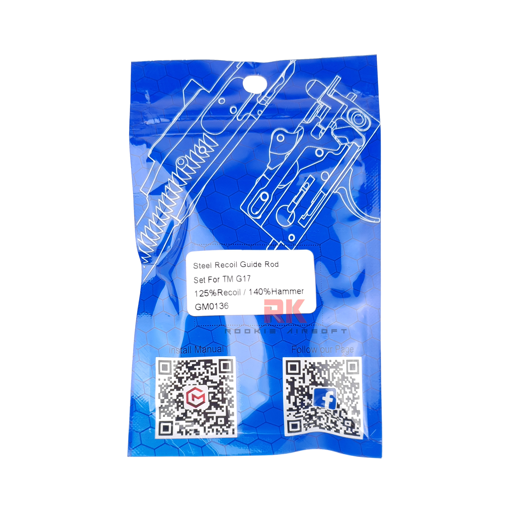 GunsModify 125% Steel Recoil Guide Rod for Marui G17 / G18C / G22 / G34 - Black