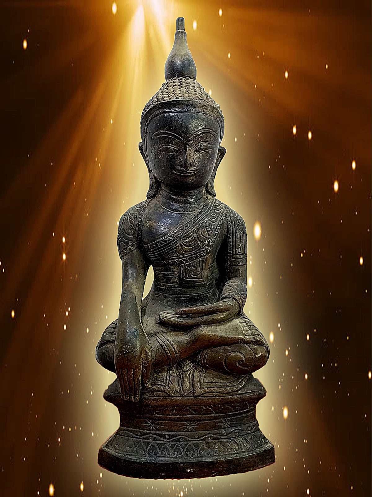 พระเชียงรุ้ง ทรงเครื่อง หน้าตัก 5 นิ้ว เนื้อโลหะสำริด