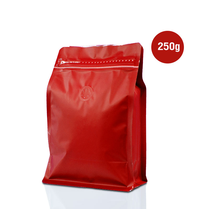 Cube Series coffee bag 250g with valve, zip lock, can stand, expandable beside (50PCS Per Pack)