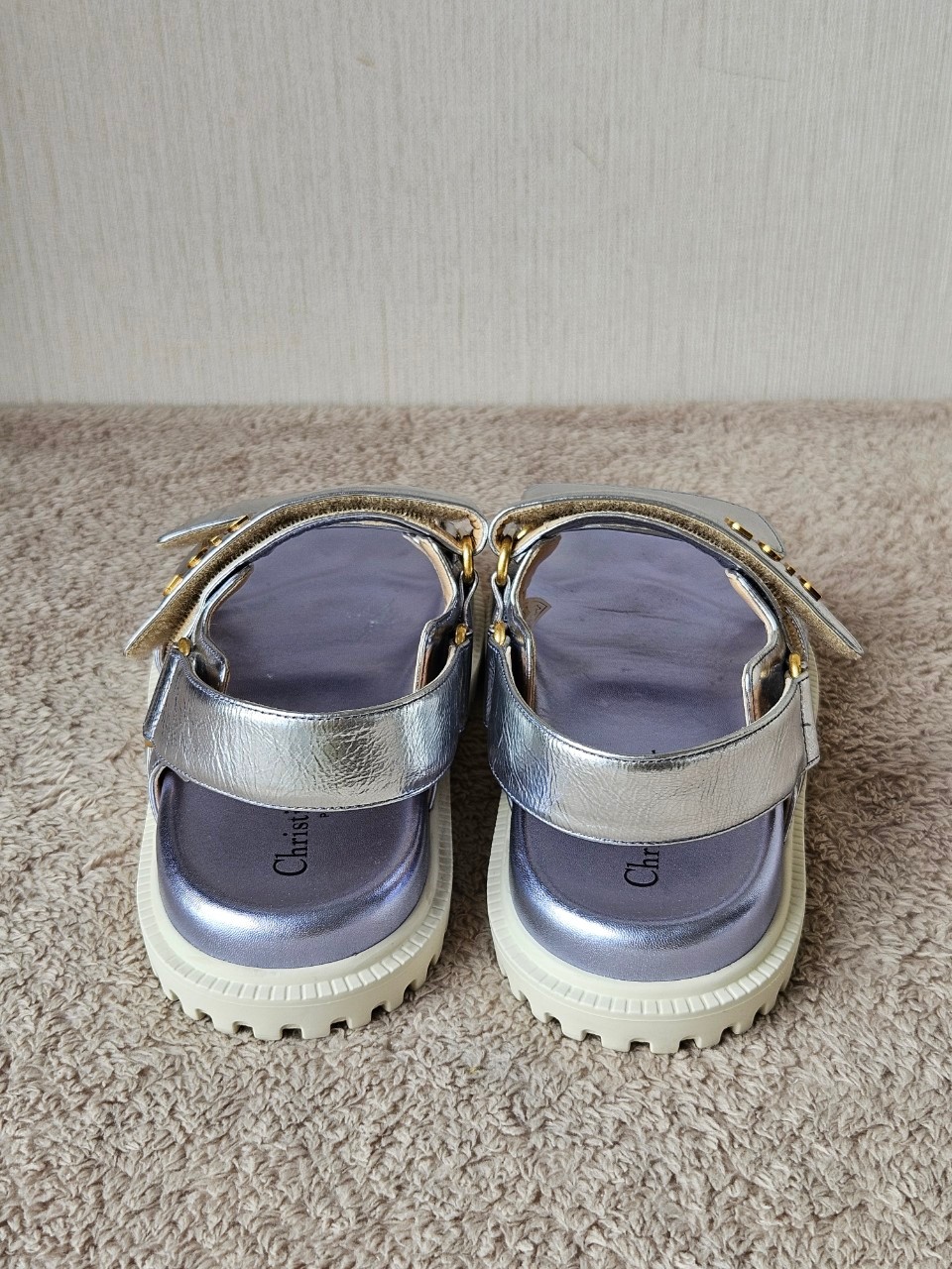 Dior Dioract Silver Leather Sandals