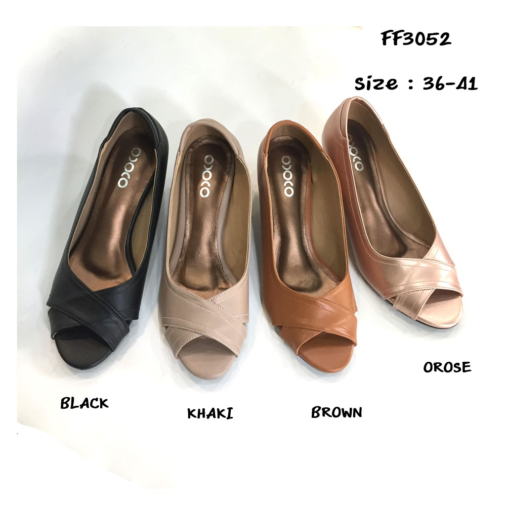 รองเท้าส้นสูงแฟชั่น รองเท้าหุ้มส้นเปิดหน้า FF3052 ส้นสูง2นิ้ว หนังนิ่ม ใส่สบาย ยังไม่มีคะแนน