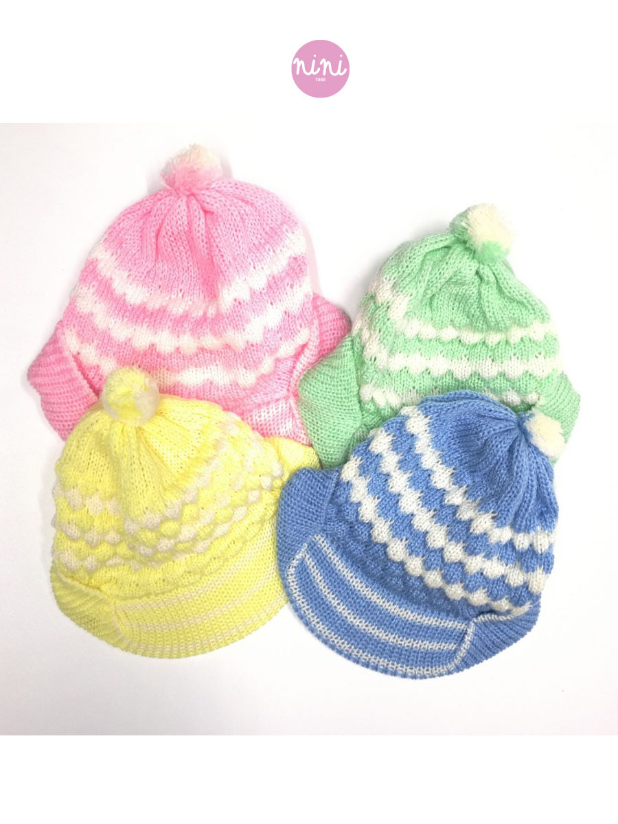 ขายส่ง หมวกไหมพรมเด็กแรกเกิด รุ่นน้อยหน่าปีก-พื้นสี (ราคาต่อโหล) nongnini1988