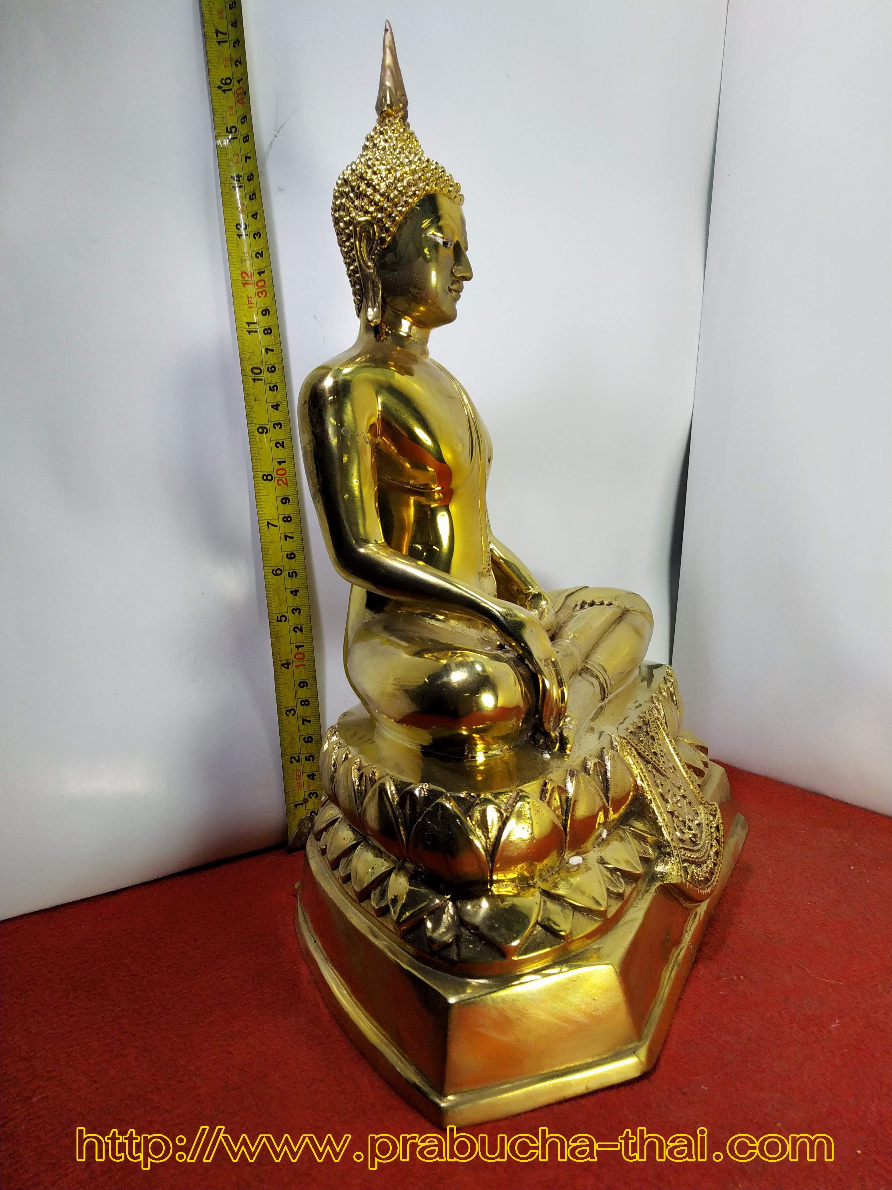 พระพุทธ ปางมารวิชัย หรือ ชนะมาร หน้าตัก 9 นิ้ว เนื้อทองเหลืองขัดเงา