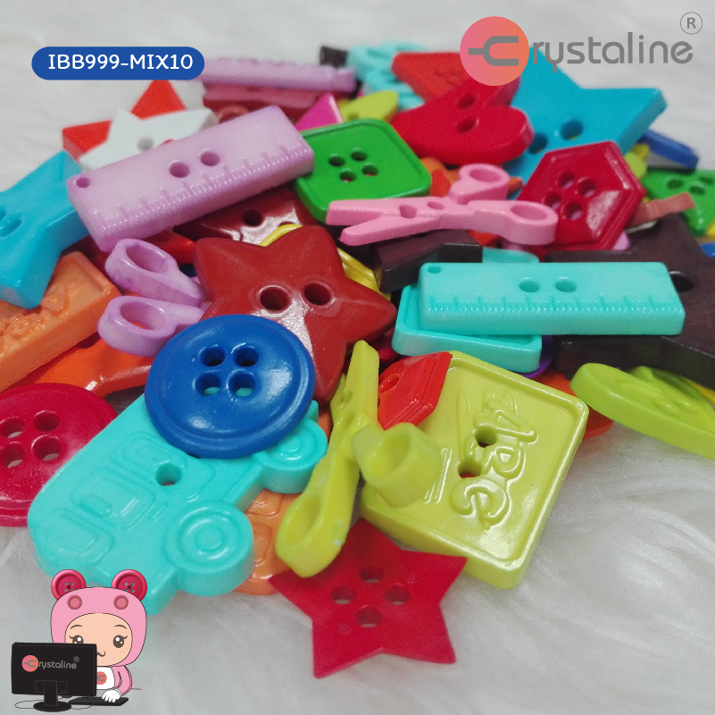 Mixed button in bag - Assorted col. (100g/pack)