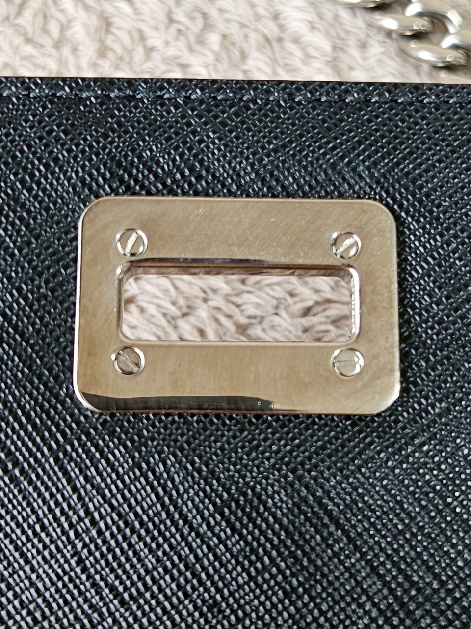 Prada 1BH014 Black Saffiano Leather Chain Shoulder Bag