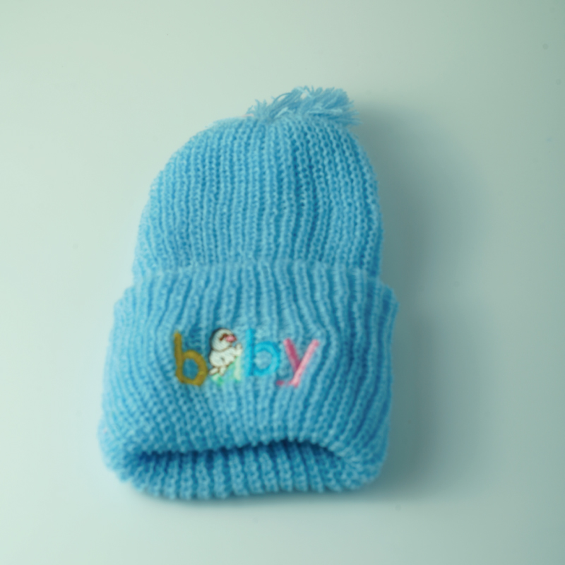 ขายส่ง หมวกไหมพรมเด็กแรกเกิด รุ่นหมวกพื้นสี ปักBABY (ราคาต่อโหล) nongnini1988