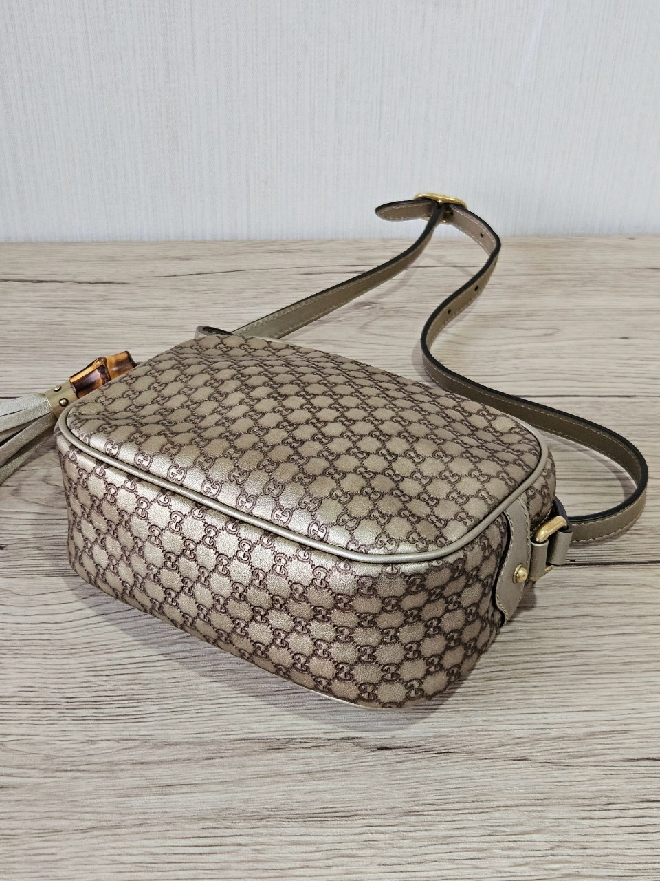 Gucci Guccissima Bamboo Metallic Gold Shoulder bag