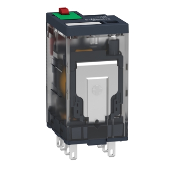 RXM2AB2P7 SCHNEIDER Miniature plug in relay, Harmony, 12A, 2CO, with LED, lockable test button, 230V AC