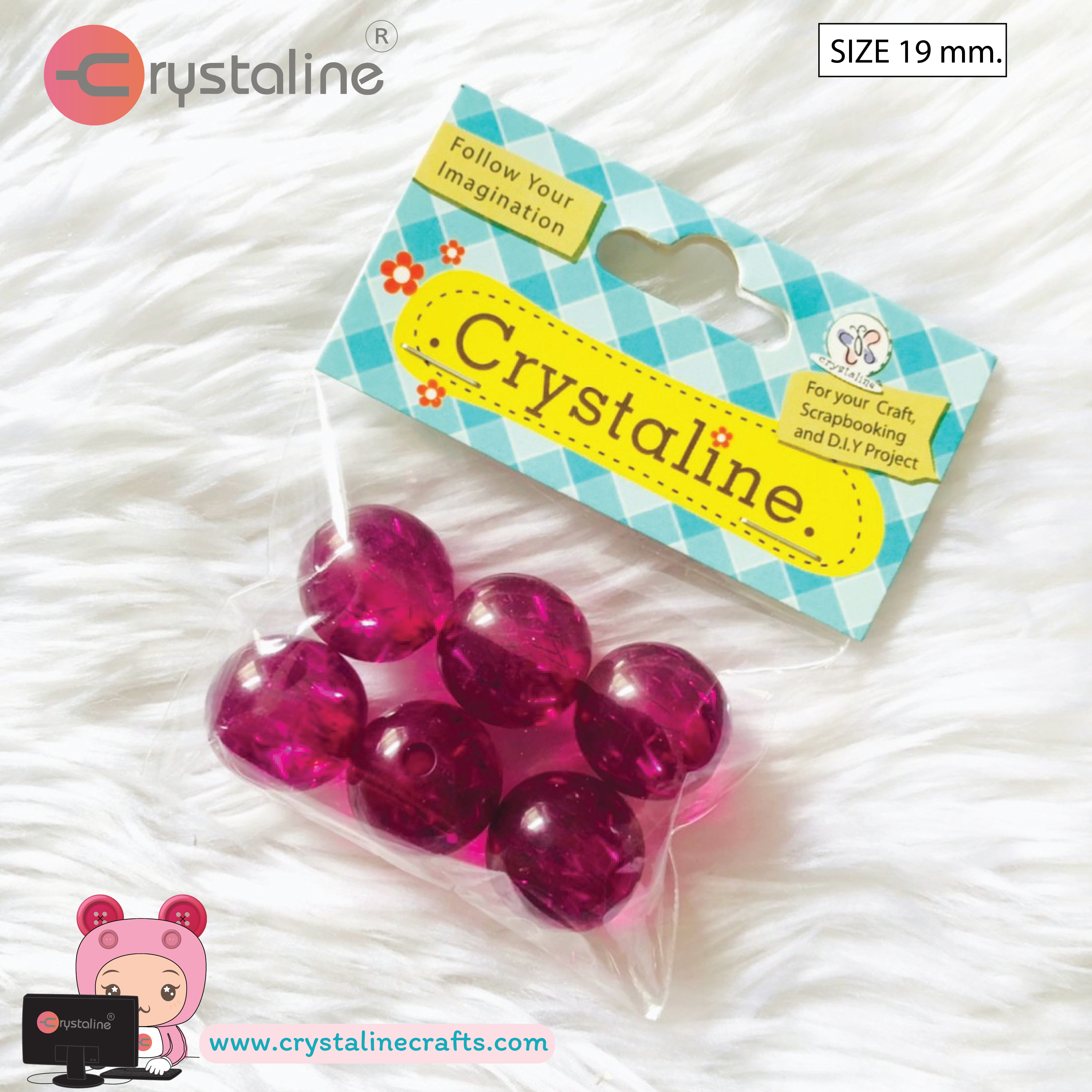 Pearl bead - Purple col. (size 19 mm,6pcs/pack)