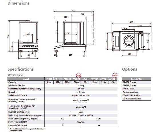 SHIMADZU เครื่องชั่งดิจิตอล ยี่ห้อ Shimadzu เครื่องชั่งทศนิยม 4 ตำแหน่ง [0.0001g] ชั้งได้สูงสุด 320 g [CASE PLASTIC] CAL INTERNAL ATX 324