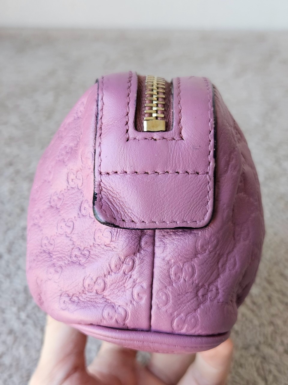 Gucci Small Pouch Cosmetic Pink Leather Interlocking G