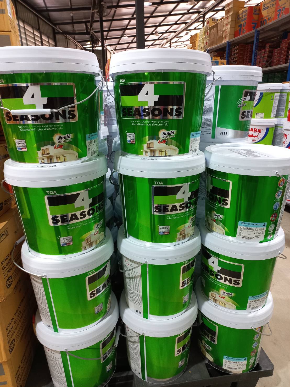 สีน้ำภายใน 4seasons สำหรับเครื่องผสมสี (สีเบส) ขนาดถังเล็ก (2.5แกลลอน)