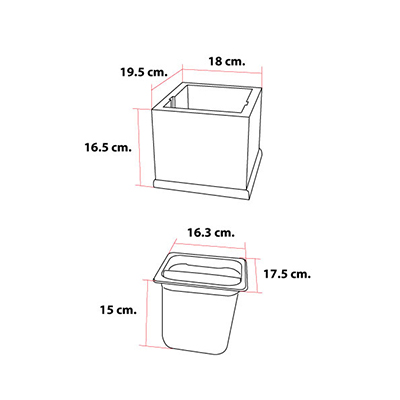 Stainless Knock box + Wood box Height 16.8 cm. (Large) 1610-263