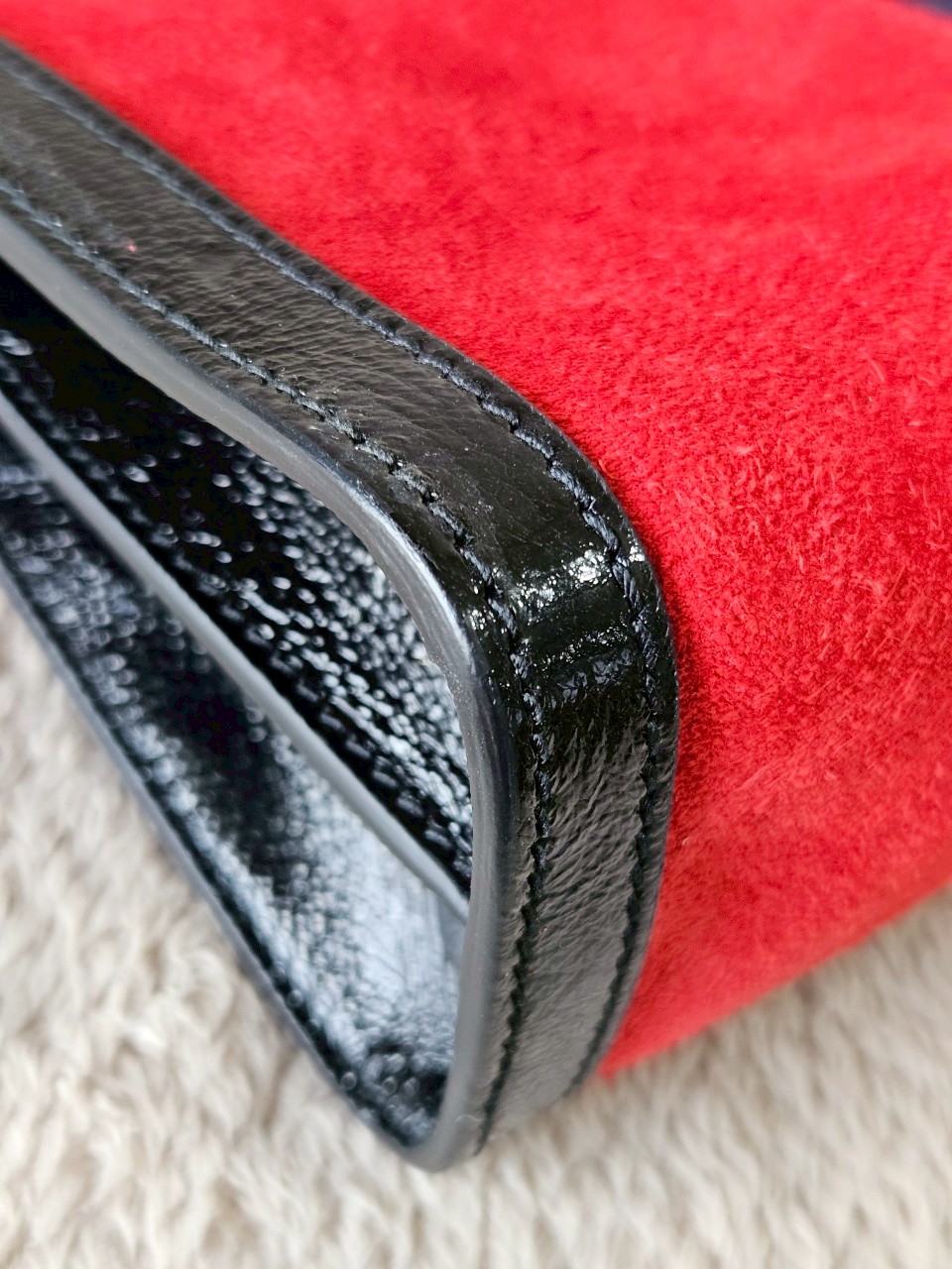 Gucci 503877 Ophidia Red Suede Chain Shoulder Bag