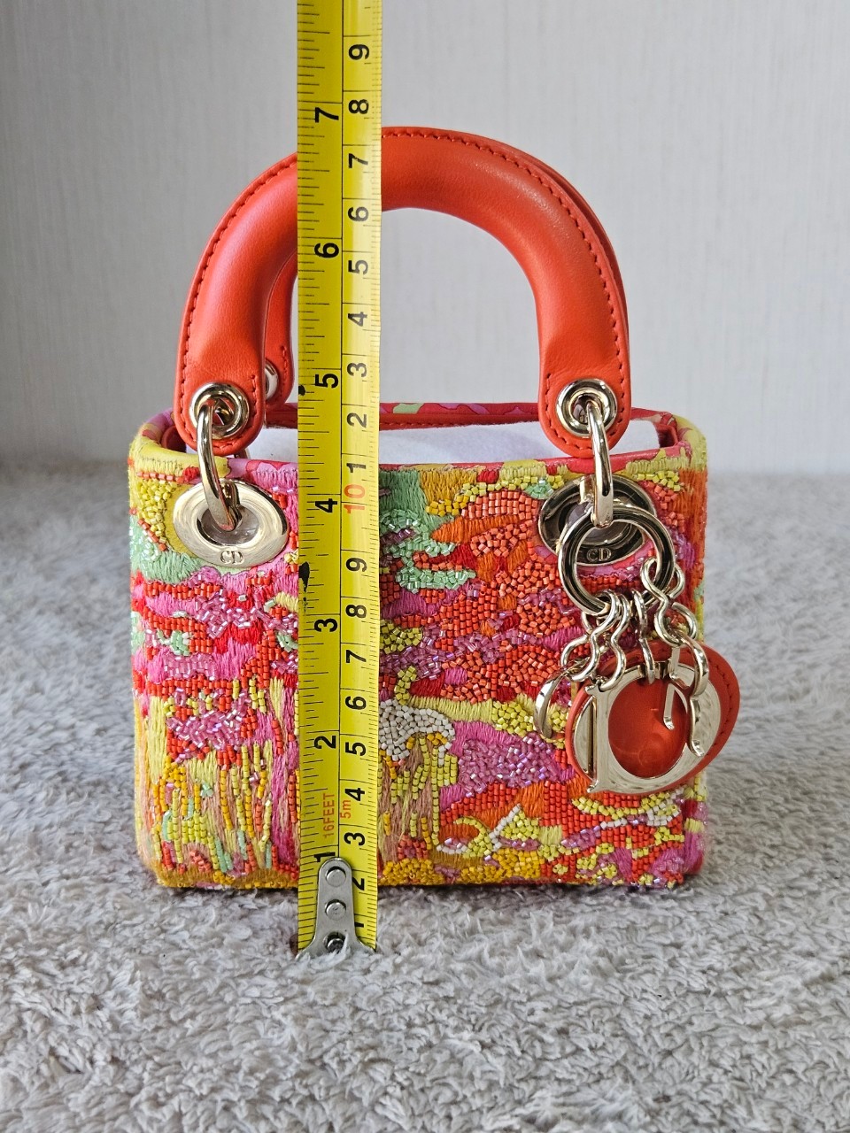 Lady Dior Micro Multicolor - Orange Gold Hardware