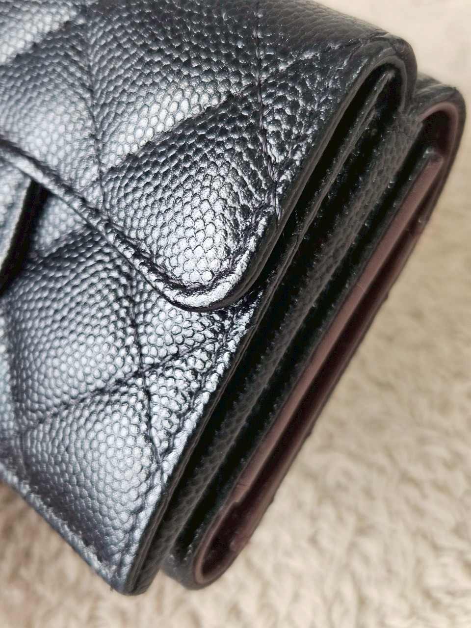 Chanel Trifold Short Black Caviar GHW Wallet