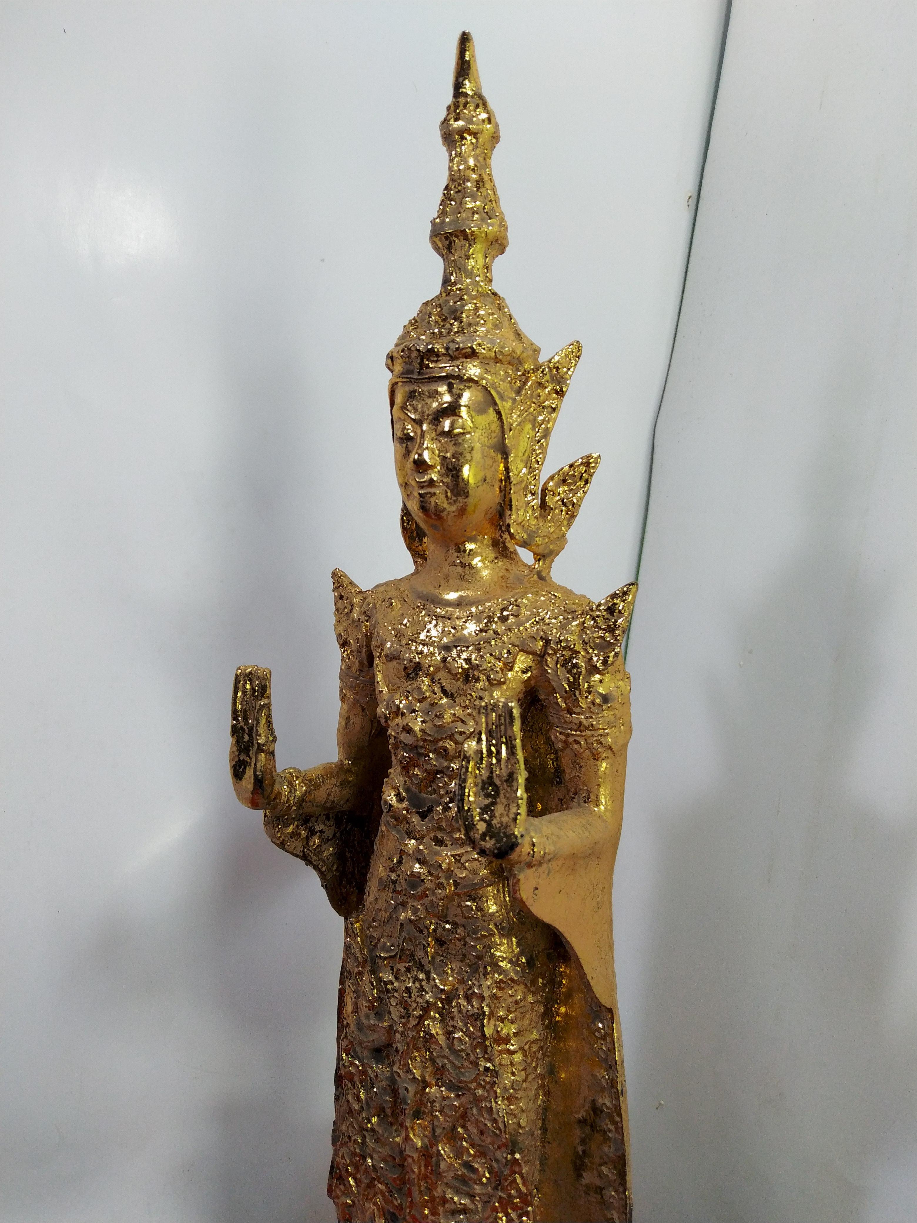 พระรัตนะ ปางห้ามสมุทร พระประจำวันจันทร์ สูง 18 นิ้ว เนื้อโลหะสำริดปิดทอง