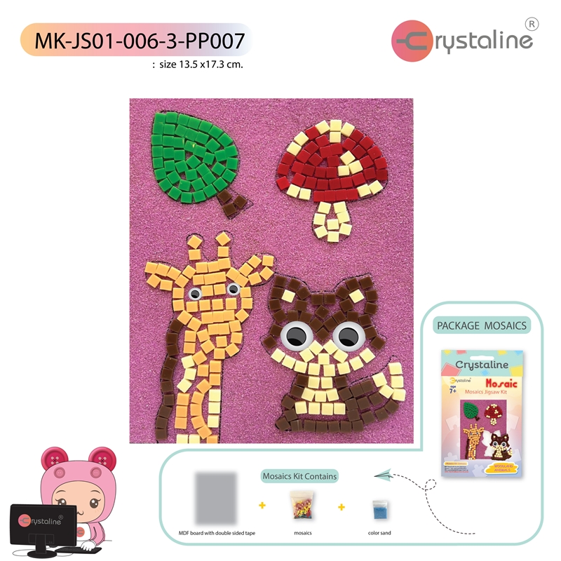 Mosaic picture kit - Woodland animals (size 13.5x17.3cm,1pc/pack)