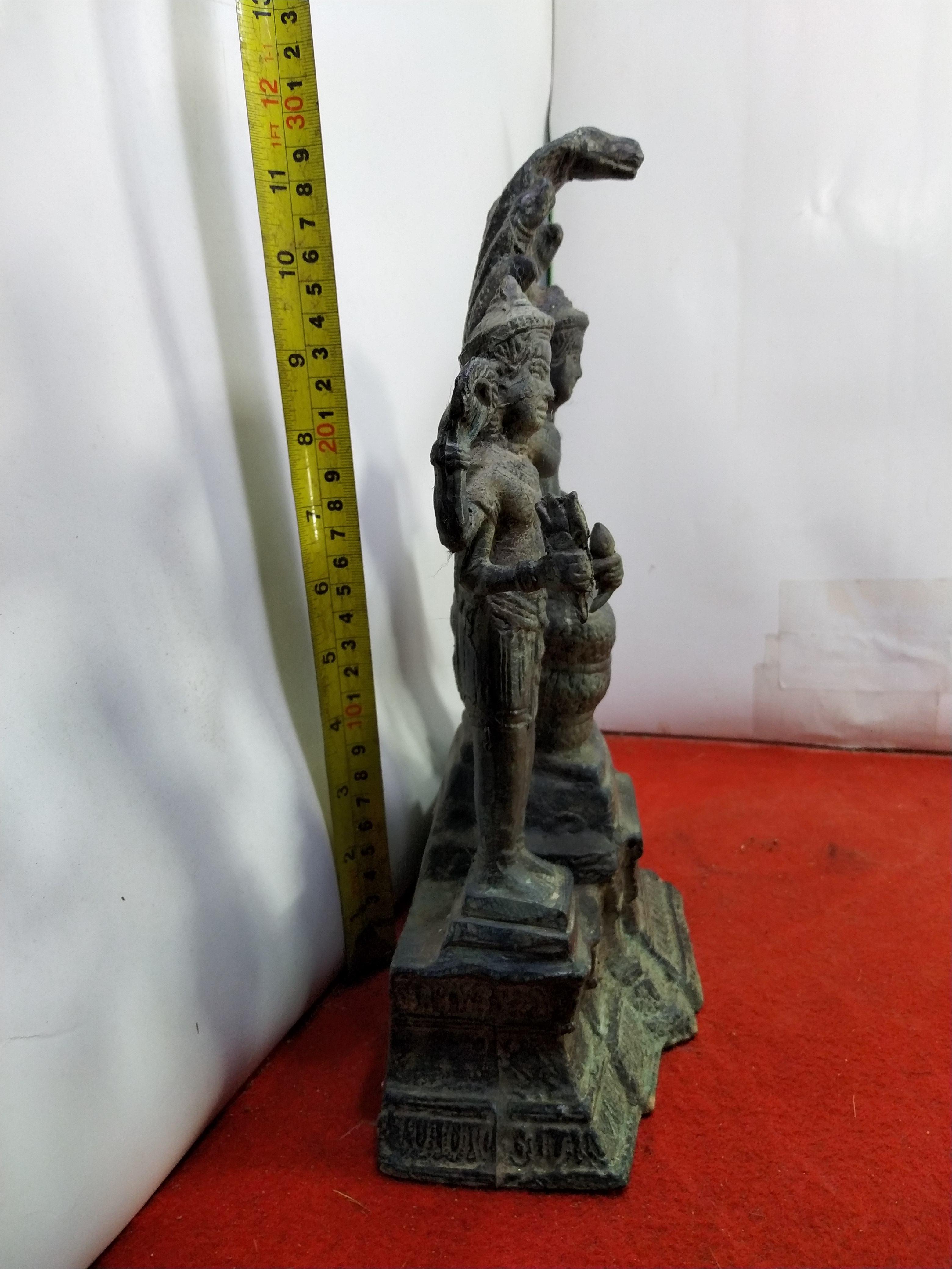 พระนาคปรก พระนารายณ์ พระแม่อุมา ทราวดี เนื้อสำริดสภาพเก่า