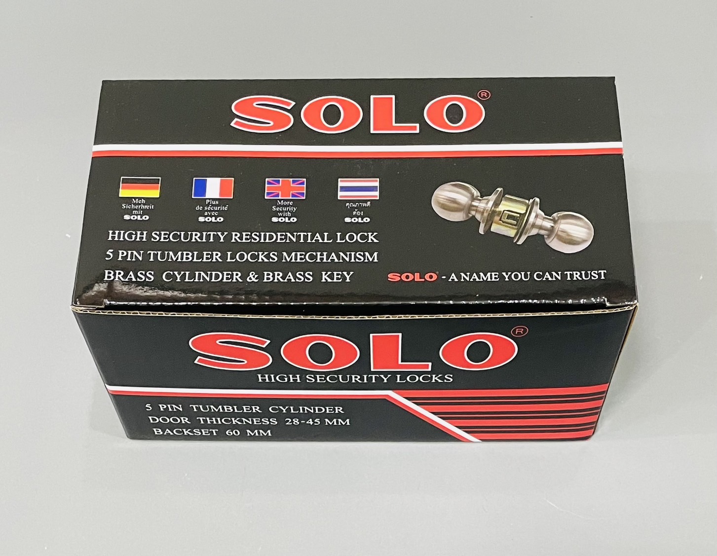 ลูกบิดประตู SOLO #641SS มีกุญแจ กลมด้าน รุ่นกล่อง