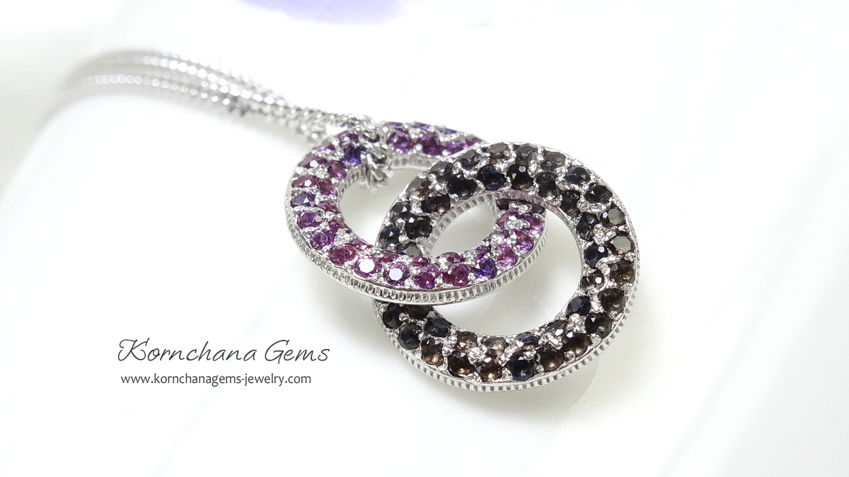 จี้พลอยสีชมพู Rhodolite แมทซ์กับสีน้ำตาลเทา Smoky Quartz ดีไซน์สุดเก๋ ตัวเรือนเงินแท้ silver925 ชิ้นงานประณีต รับประกันคุณภาพสินค้า