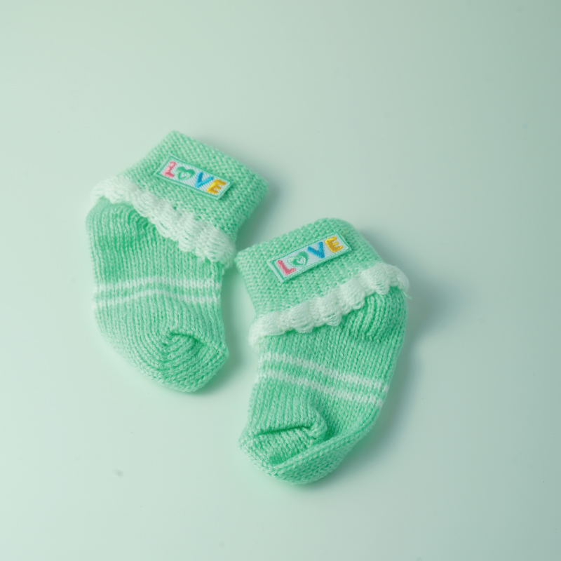 ขายส่ง ถุงเท้าเด็กอ่อน ถุงเท้าทารก ถุงเท้าเด็กแรกเกิด รุ่นถุงเท้าพื้นสี-ปักLOVE (ราคาต่อโหล) nongnini1988