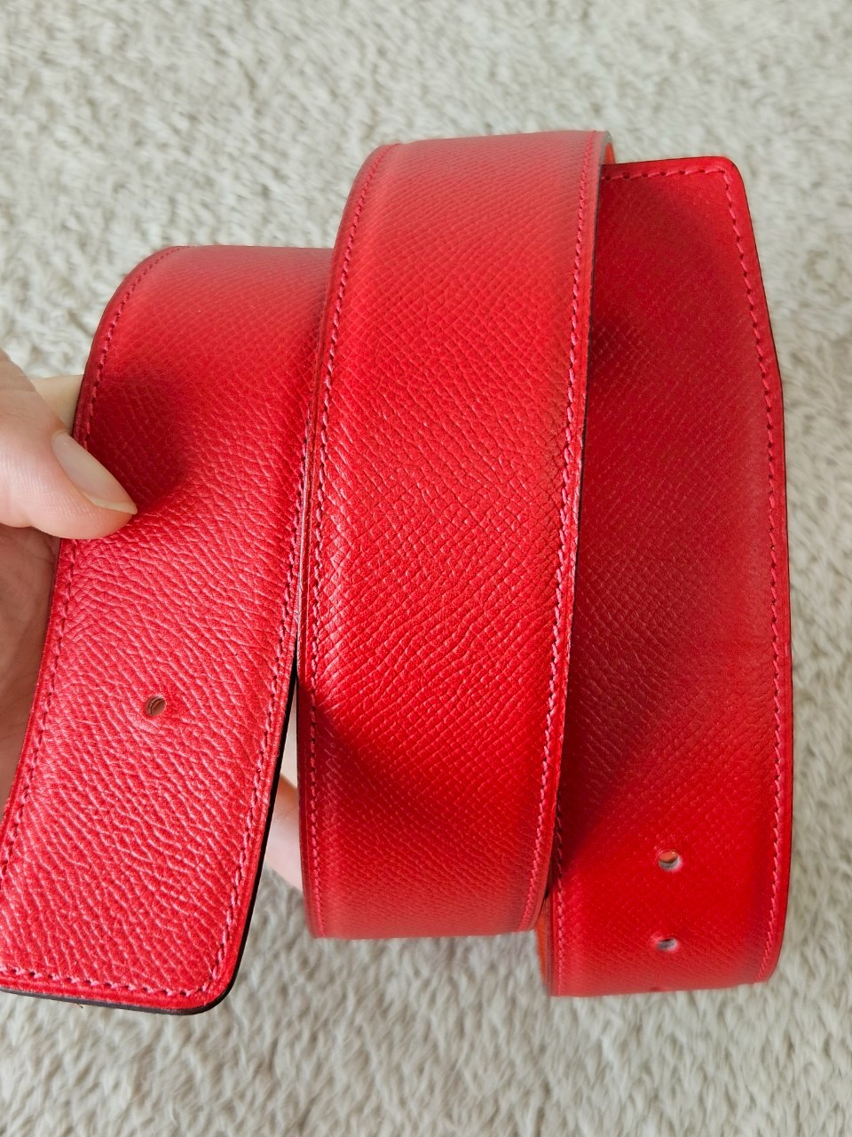 Hermes belt 42mm size85 เอว33-34.5 สายสีแดง/โอรส