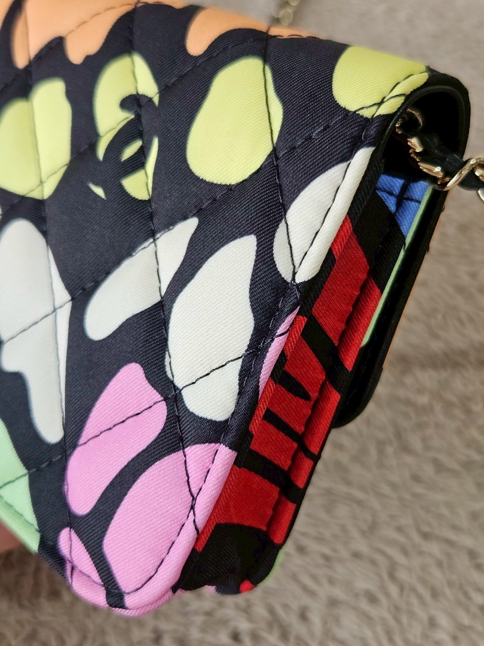 Chanel Multicolor Printed Fabric Mini Clutch With Chain holo32