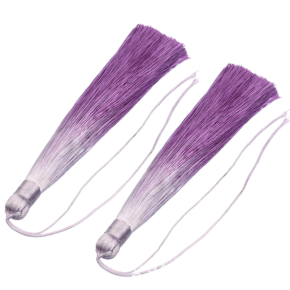 ขายส่ง พู่ไหมไล่ระดับสี สวยพิเศษ ยาว 13ซม.(130mm.) สีม่วง (แพ็คคู่/ 2ชิ้น)